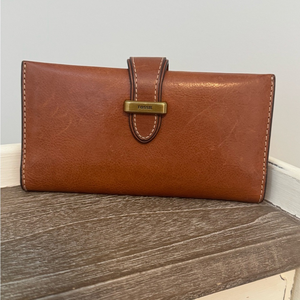 Fossil Tan Leather Clutch